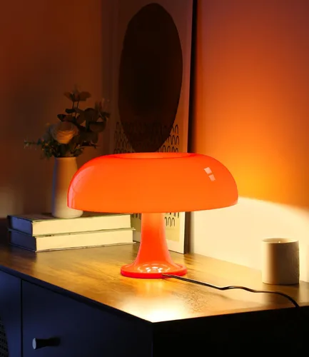 Lámpara de hongo naranja, lámpara de mesa moderna de mediados de siglo para dormitorio, decoración minimalista de hongos, lámparas pequeñas de