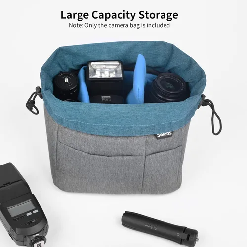 Miniatura 2 de Selens Bolsa para cámara para mochila, a prueba de golpes, bolsa de inserción DLSR SLR, bolsa organizadora de protección resistente al agua
