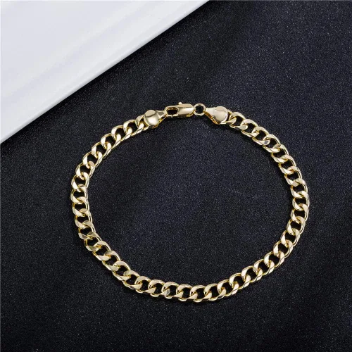 Miniatura 6 de Tobillera de eslabones cubanos de oro para mujeres y hombres, 0.276 in de ancho de oro de 14 quilates, chapado en oro de 18 quilates, chapado en oro