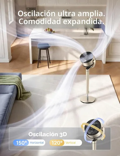 Miniatura 3 de Dreo Ventilador de pedestal con control inteligente, 43 pulgadas, ventiladores silenciosos oscilantes omnidireccionales de 150° + 120°