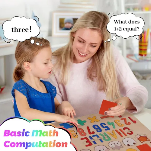 Miniatura 2 de Rompecabezas personalizado con nombre para niños pequeños de 1 a 3 años, bloques de madera con letras, números y formas, regalos personalizados