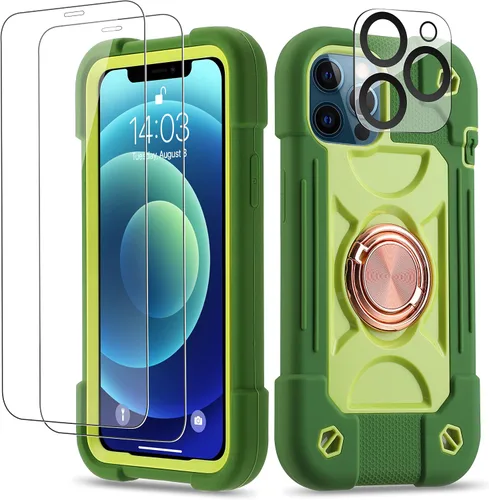 Miniatura 120 de Funda para iPhone 11 de 6.1 pulgadas con soporte de anillo, con 2 protectores de pantalla de vidrio, resistente a los golpes, resistente a