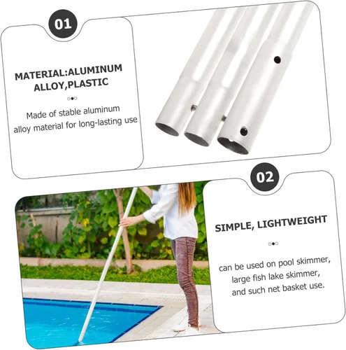 Miniatura 6 de NOLITOY Lago Skimmer poste de conexión de metal resistente largo poste el 3.3 ft para el mantenimiento de la piscina