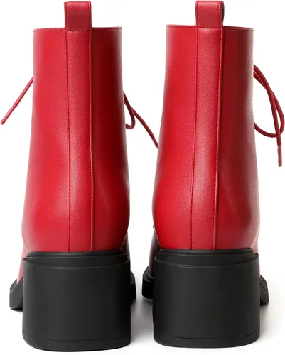 Miniatura 87 de ROSERWISH Botas altas de tacón bajo y grueso para mujer, con cordones, cómodas, modernas, con puntera redonda, de 2.5 pulgadas