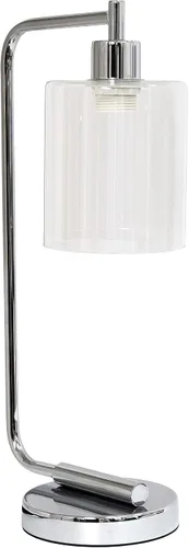 Miniatura 2 de Simple Designs LD1036-CHR Bronson Lámpara de Mesa de Linterna de Hierro Industrial Estilo Antiguo para Escritorio y Mesita de Noche con Pantalla