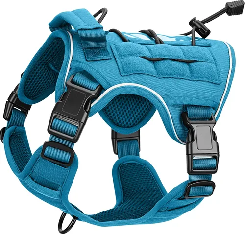 Miniatura 94 de Arnés táctico para perros grandes, chaleco reflectante ajustable sin tirones con sistema Molle, control de grado militar K9 para entrenamiento