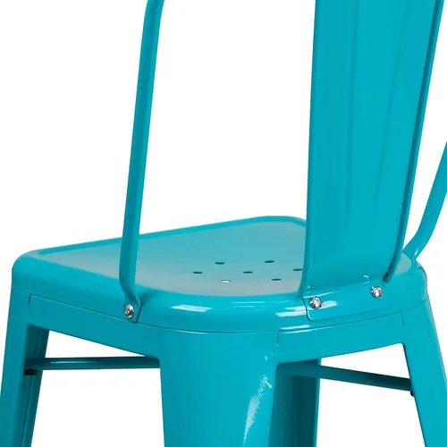 Miniatura 9 de Merrick Lane Stella - Taburete de 24 pulgadas para interiores y exteriores, taburete de metal con acabado de cristal verde azulado y azul, parte