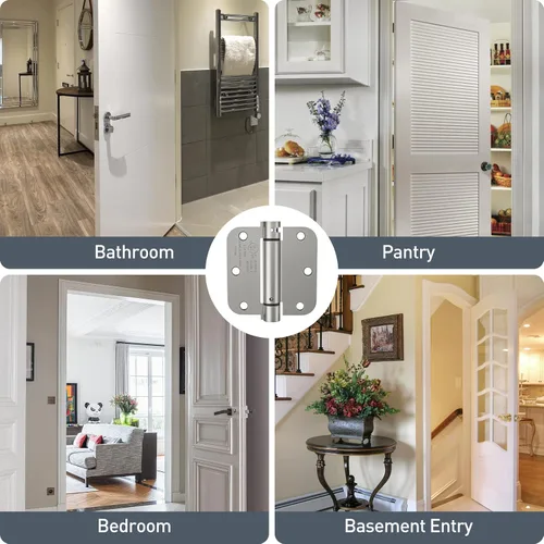 Miniatura 7 de HOSOM Bisagra de puerta de cierre automático de 3.5 pulgadas, bisagra de resorte, tensión ajustable para puerta interior, certificación UL