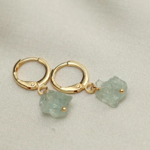 Miniatura 15 de Gempires Handmade Gemstone Hoop Earrings Raw Crystal Dangle Jewelry Hypoallergenic Gold Plated Lightweight Elegant Jewelry Gifts For Women