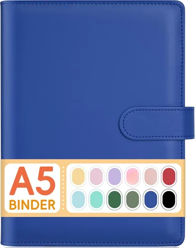 Miniatura 23 de Sooez Carpeta A6 de 6 Anillas, Cubierta de Planificador de Cuaderno Rellenable, Organizador Pequeño de Cuero Carpeta Vacía para Presupuesto, Diario