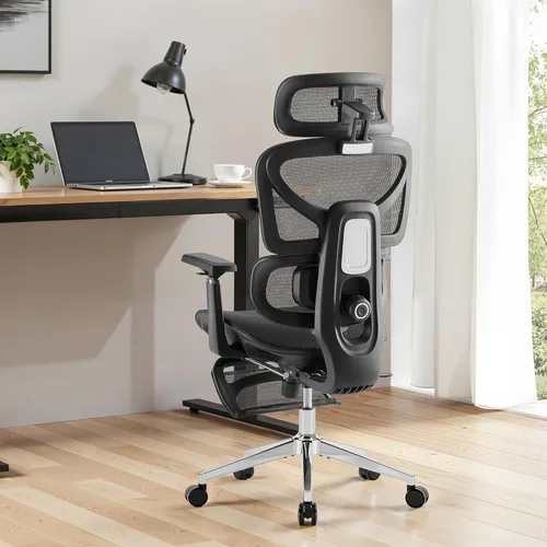 Miniatura 2 de Cozyman Silla de oficina ergonómica con reposapiés, soporte lumbar ajustable de 5 niveles y reclinación de 90-135°, reposacabezas 3D y reposabrazos