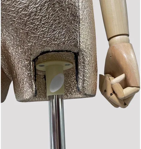 Miniatura 7 de Torso de maniquí femenino, forma de vestido con cabeza y brazos de madera posables, cuerpo torse de maniquí ajustable en altura