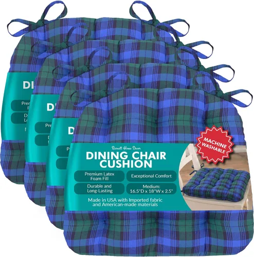Miniatura 22 de Barnett Home Decor Almohadillas para silla de comedor con lazos - Bethanne Azul Floral Tamaño Mediano 16.5 x 18 - Cojines para silla Windsor