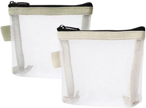 Miniatura 8 de 2 mini bolsas de maquillaje, bolsas de malla con cremallera, bolsa de maquillaje pequeña portátil para mujeres, bolsa de cosméticos de viaje, mini