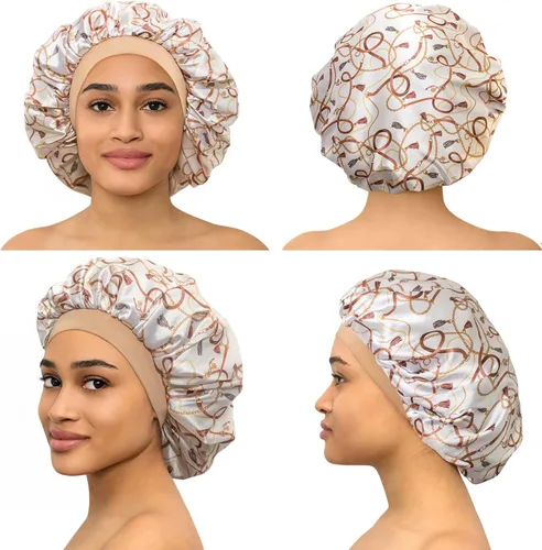 Miniatura 4 de CAPLORD Gorro de satén forrado para dormir, gorro de bambú para el cabello rizado natural para mujeres y hombres