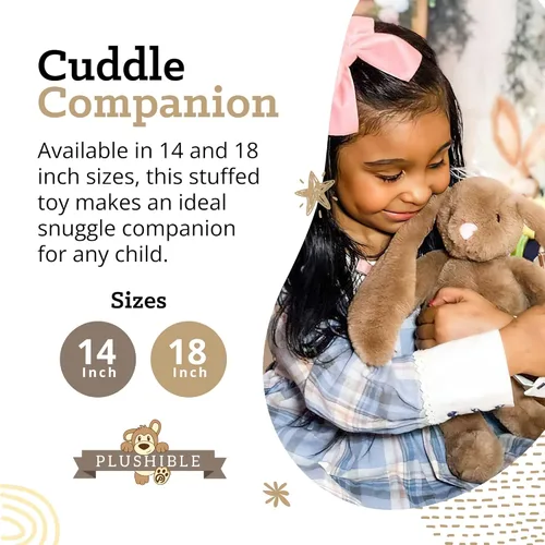 Miniatura 6 de Peluche de Animal de Conejo de Pascua Plushible, 18 pulgadas (Marrón) - Juguete de Peluche Suave Bordado para Niños, Recién Nacidos, Niños y Niñas