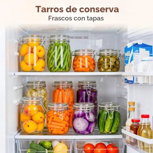 Miniatura 5 de ComSaf Juego de 6 recipientes herméticos de vidrio de 25 onzas con tapas, recipientes redondos de almacenamiento de alimentos con tapas