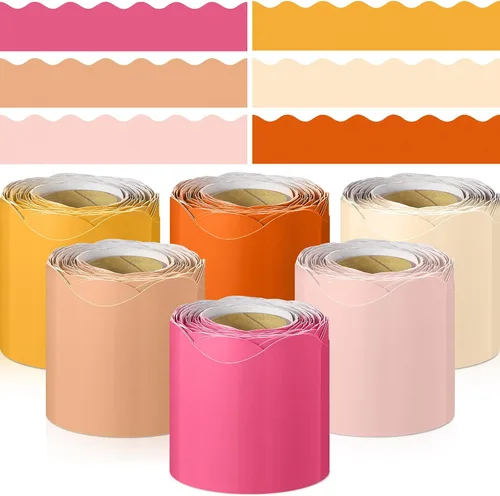 Miniatura 25 de TaoBary 6 Rollos 59.98 m Decoraciones de Bordes de Tablero de Anuncios de Navidad y de Invierno para el Aula, Bordes Dentados para Tablero de negro