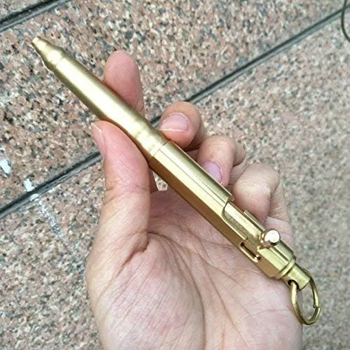 Miniatura 3 de Bolígrafo de bolsillo EDC de latón macizo con llavero