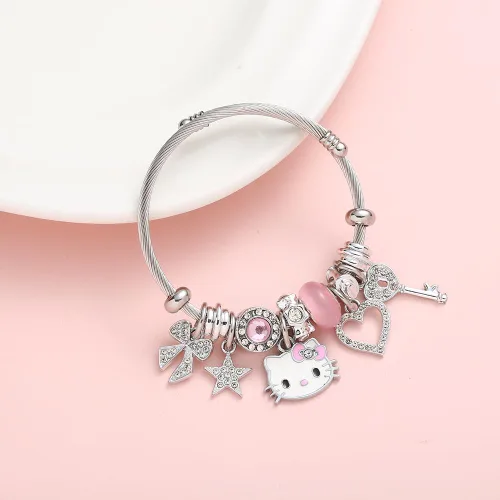 Miniatura 6 de Kueeger Pulseras Kawaii con caja de joyería, pulsera ajustable de acero inoxidable, accesorios de dibujos animados de anime, regalos para mujeres