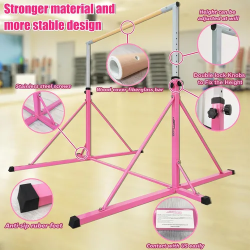 Miniatura 3 de Barra de gimnasia para niños y adultos de 5 a 25 años, 6 pies de ancho, base de 7.2 pies de largo, barra horizontal para gimnasia, barra kip