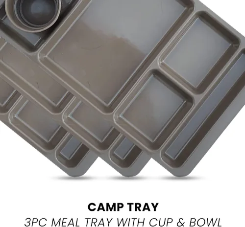 Miniatura 5 de Bandeja de campamento - Bandeja de comida de 3 piezas con taza y tazón sin BPA, fabricada en Estados Unidos