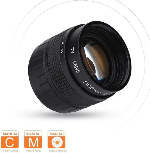 Miniatura 5 de Lente de CCTV para montaje C, lente de TV de circuito cerrado de 1.969 in f/1.4, lentes focales fijas manuales, accesorio para cámara de fotografía