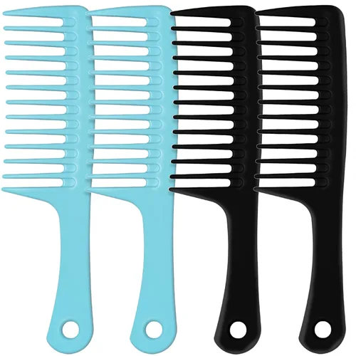 Miniatura 11 de Juego de 6 peines de fibra de carbono, peine de peluquería antiestático resistente al calor, peine de peluquería de dientes finos y anchos