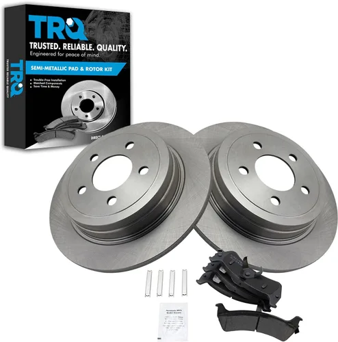 Miniatura 111 de TRQ Juego de pastillas de freno semimetálicas traseras y rotores compatibles con Chevrolet Trailblazer 02-06 Trailblazer EXT 04-06 SSR 02-07 GMC