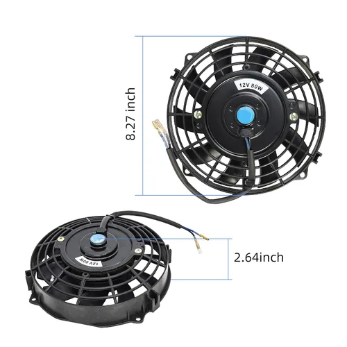 Miniatura 4 de Ventilador delgado de 7 pulgadas de empuje/tracción, ventilador eléctrico de enfriamiento para radiador universal de alto rendimiento, motor de 12V