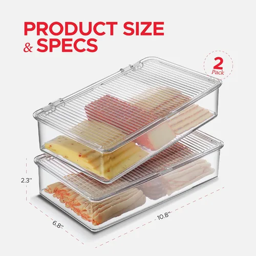Miniatura 3 de Tafura Contenedor de tocino para refrigerador (paquete de 2) organizador de almacenamiento de refrigerador Contenedor de almacenamiento de queso