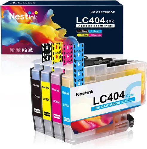 LC404 Paquete de 4 cartuchos de tinta compatibles de alto rendimiento para Brother LC 404 LC-404 LC404BK para usar con MFC-J1205W MFC-J1215W