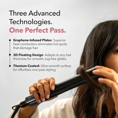 Miniatura 4 de SRILabs StyleQ Plancha plana para el cabello alisador Styler - Tecnología GraphFlow, iones negativos, terapia de luz infrarroja, 12 configuraciones