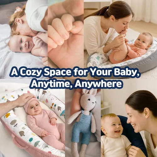 Miniatura 7 de Tumbona para recién nacido de 0 a 24 meses, almohada para bebé y tumbona con nido, almohada infantil transpirable de algodón orgánico, nido portátil