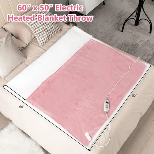 Miniatura 7 de Giantex Manta térmica reversible de sherpa y piel sintética de conejo con 10 niveles de calor, temporizador de 9 horas de apagado automático