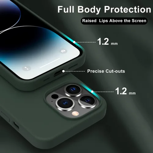 Miniatura 4 de bemal Funda para iPhone 14 Pro con protector de pantalla, silicona líquida de ajuste delgado, forro de microfibra suave, diseñada para mujeres