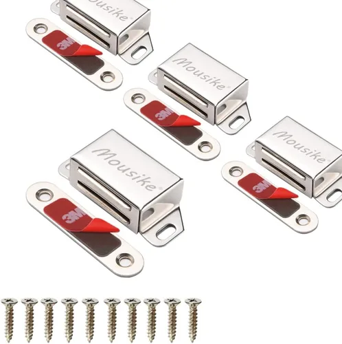 Miniatura 7 de Mousike Imanes para gabinete de 30 libras de color negro con fuerte imán para cocina, armario, armario, puerta, cajón, pestillo paquete de 4
