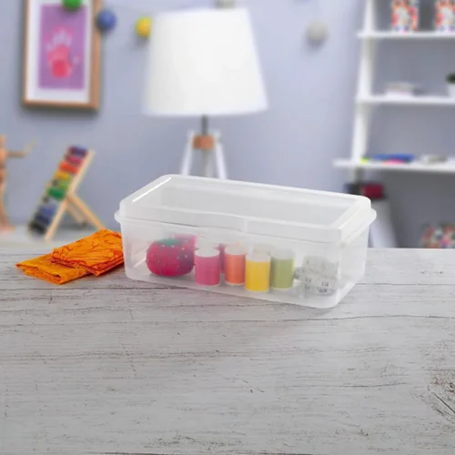 Miniatura 6 de Sterilite Paquete de 6 Cajas de Almacenamiento Rectangulares Grandes con Tapa Abatible, de Plástico Transparente con Tapa con Bisagras - Organizador