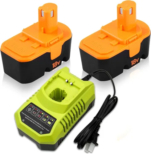Reoben Paquete de 2 P100 de repuesto para batería y cargador Ryobi de 18 V compatibles con herramientas eléctricas Ryobi de 18 V, repuesto para
