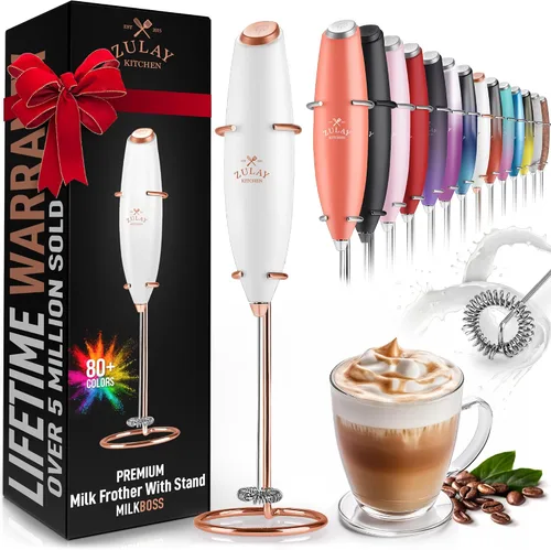 Miniatura 436 de Zulay Milk Boss Espumador de leche potente manual, hace espuma para latte, batidor para mezclar bebidas, café, miniespumador para capuchino, frappé