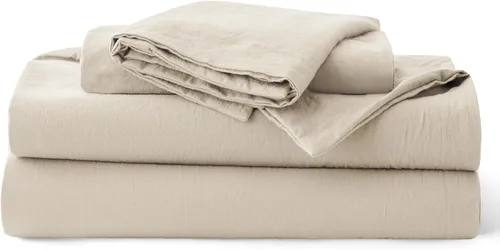 Miniatura 9 de Bedsure Funda de edredón 100 % algodón lavado, tamaño individual, funda de edredón de algodón minimalista de avena similar al lino para todas las 02