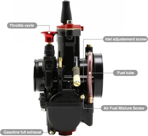 Miniatura 9 de Carburador PWK de 21 mm, carburador de carreras universal para motores de 2T y 4T de 50 cc a 100 cc, motocicletas, scooters, motos de cross, ATV