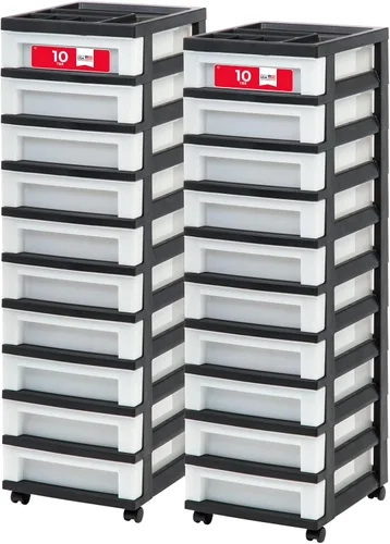 Miniatura 13 de IRIS USA Organizador de almacenamiento de plástico, movible con ruedas y 3 cajones, para el aula, artículos de manualidades, tocador, armario, baño