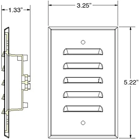 Miniatura 3 de MarsLG 36ST52BSx6 - Luz de paso LED de voltaje de línea de 120 V con placa frontal vertical con listones de latón macizo en acabado de latón antiguo
