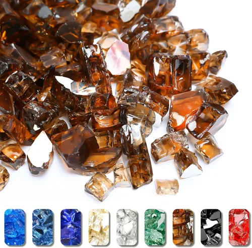Miniatura 13 de GRISUN Vidrio de fuego azul océano Pacífico para hoguera, 10 libras 1/2 pulgada rocas de vidrio templado para chimenea natural o propano, seguro