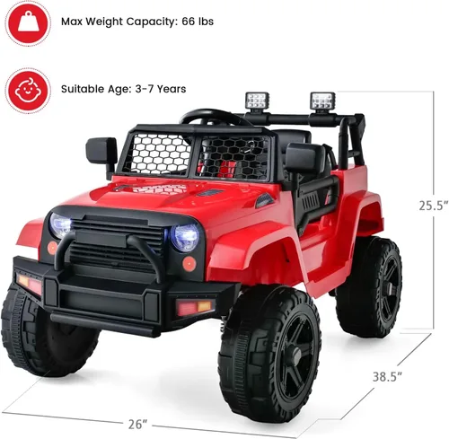 Miniatura 6 de OLAKIDS - Camioneta de paseo para niños, vehículo eléctrico de 12 V con control remoto, juguete a batería para niños pequeños con 2 velocidades