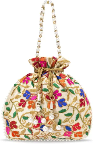 Miniatura 7 de Bolso de mano étnico de seda con perlas Batwa con asa para mujer
