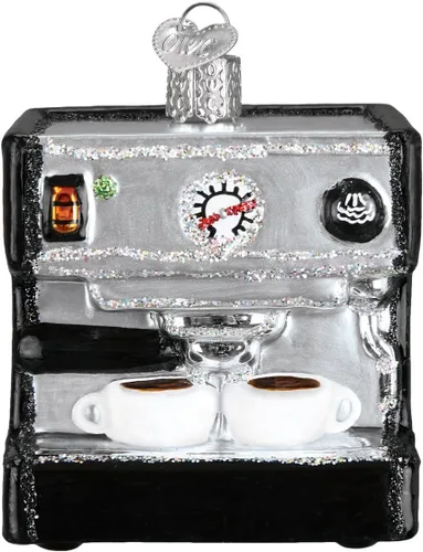 Miniatura 10 de Old World Christmas Adorno de cristal de capuchino soplado para árbol de Navidad, decoración navideña artesanal, colección de café