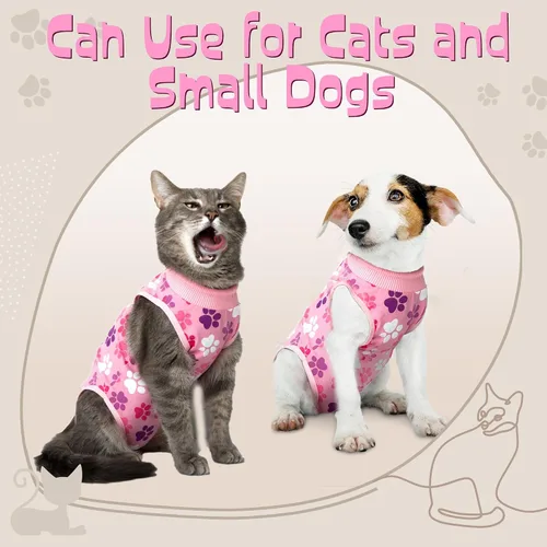 Miniatura 15 de Traje de recuperación para gatos: Traje de poscirugía azul suave para gatos con diseño de huella de pata - Traje de recuperación elástico