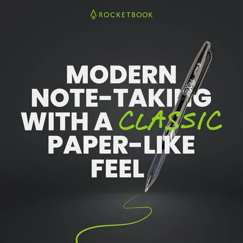Miniatura 8 de Rocketbook Fusion Hybrid - Planificador y cuaderno reutilizables en uno, páginas en blanco adicionales, rastreador de metas y proyectos, Azul marino